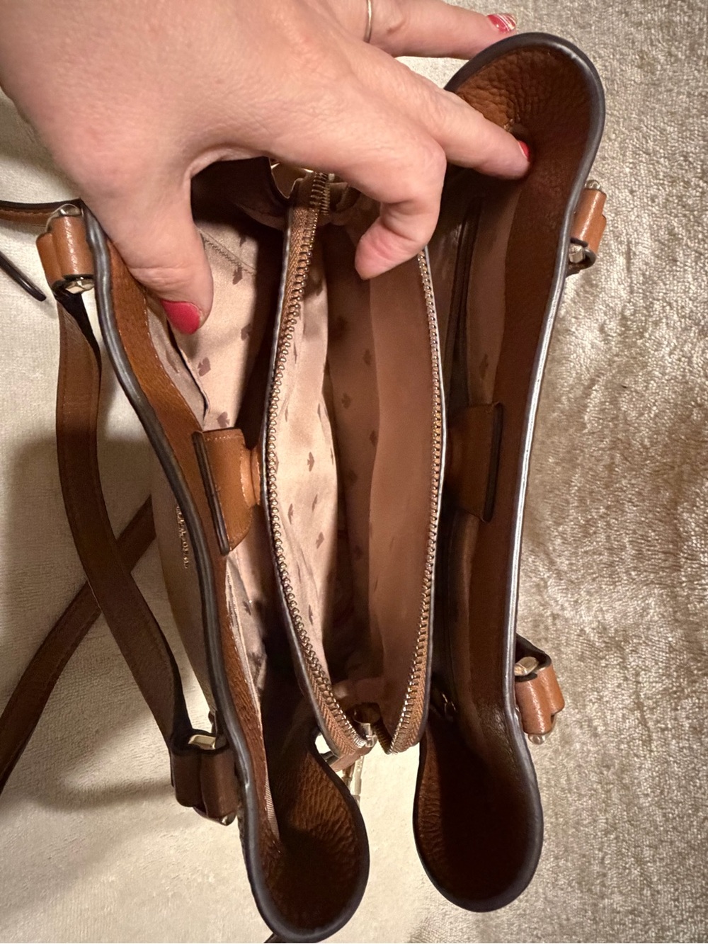 kate spade Cognac Brown Pebbled Leather Satchel - Picture 4 of 4